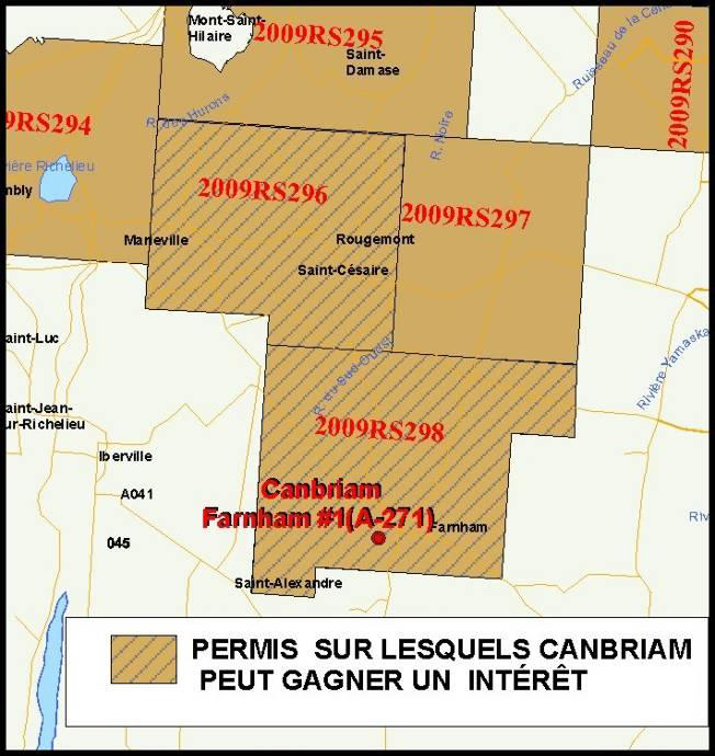 Location of the Canbriam Farnham No. 1 well