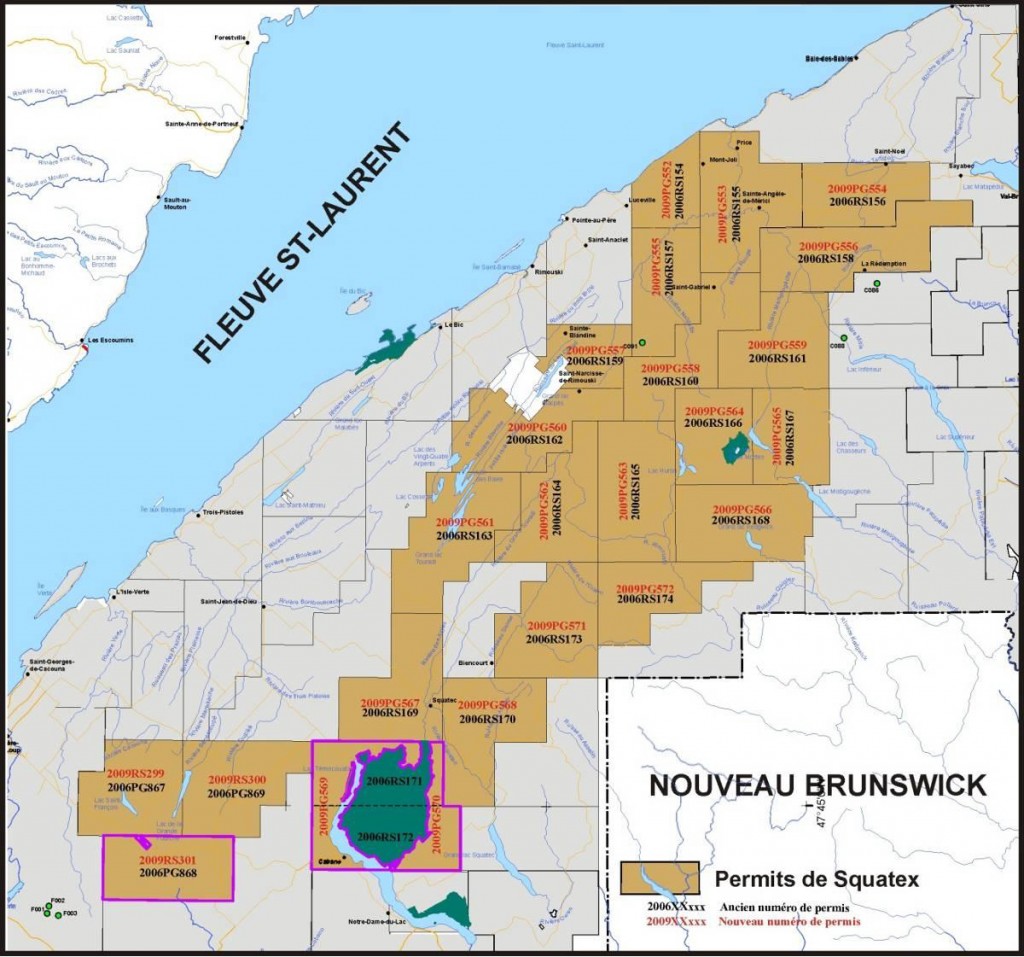 Permits in effect in the Lower St. Lawrence/Gaspé since September 2009